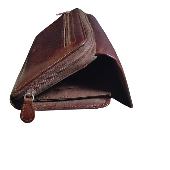 Leather Brown Wallet Vintage Wilson Multiple Compartments Snap Closure Organizer - Picture 10 of 12